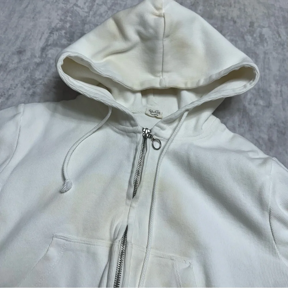 Brandy Melville John Galt Zip Up Hoodie - Cream - Picture 3 of 4